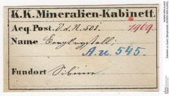 Etiketten zu Quarz (Bergkristall) (NHMW-MIN-Au545)